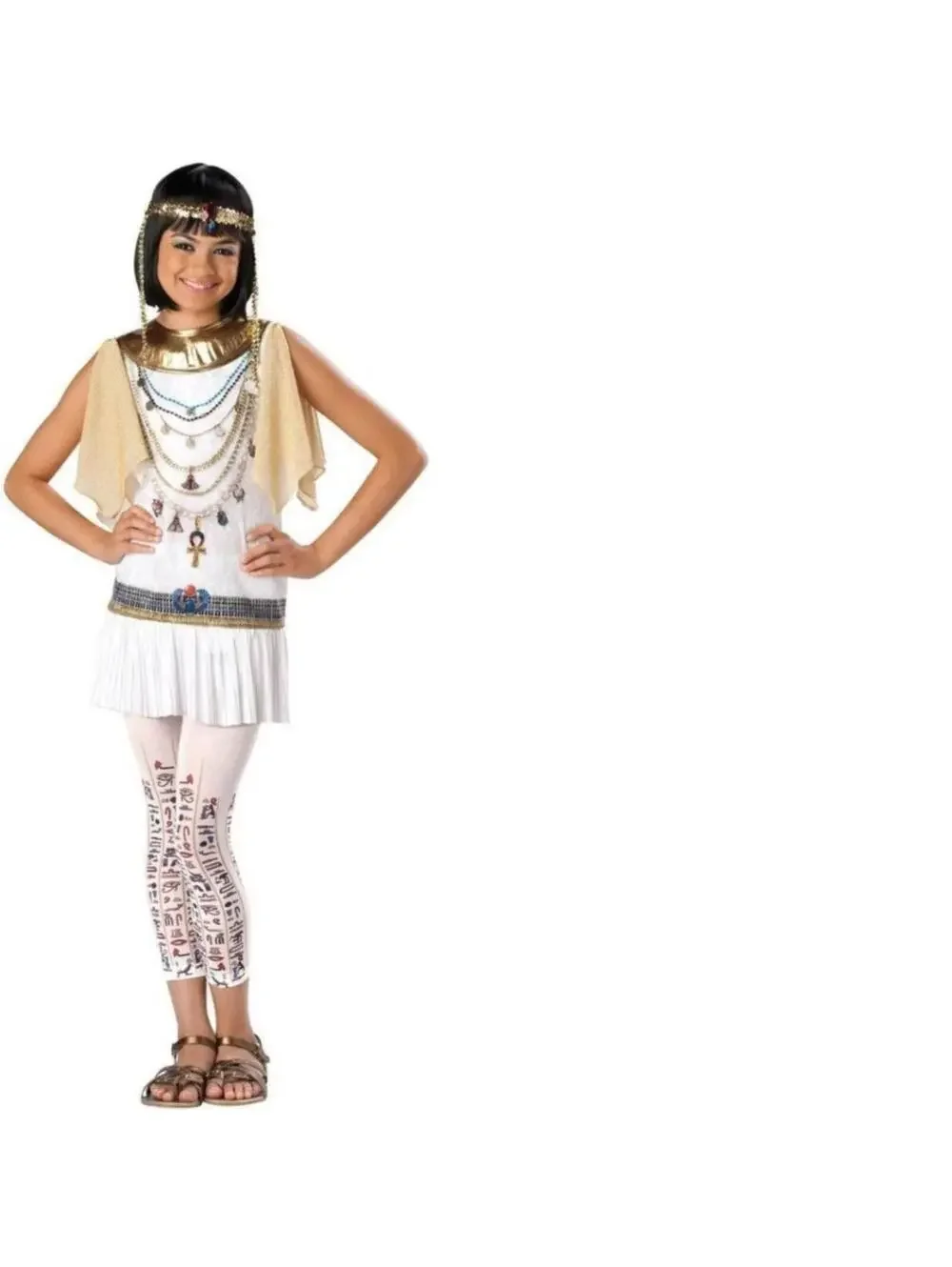 Cleopatra Halloween Costume 1/3 Cleo Cutie Egyptian 3 Pc White Gold Girls Teen